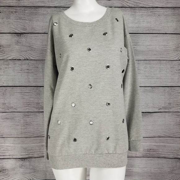 NEW Ultra Flirt Size S Sweatshirt Sweater Pullover with Grommets Gray - Picture 1 of 8